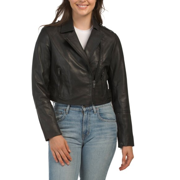 BOD & CHRISTENSEN Black Leather Crimson Jacket